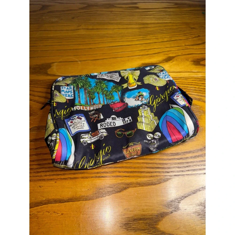 Nicole Miller Giorgio Beverly Hills Hollywood Novelty Print Cosmetic Bag Pouch
